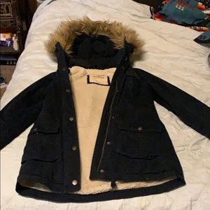 Fleece lined hollister coat (navy)